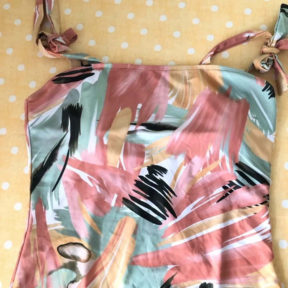 One piece Pink Abstract Swimsuit XL - Picture 8 of 10